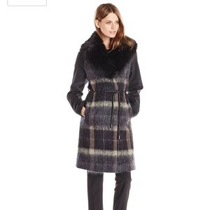 Vera wang Sophie plaid fur coat size medium